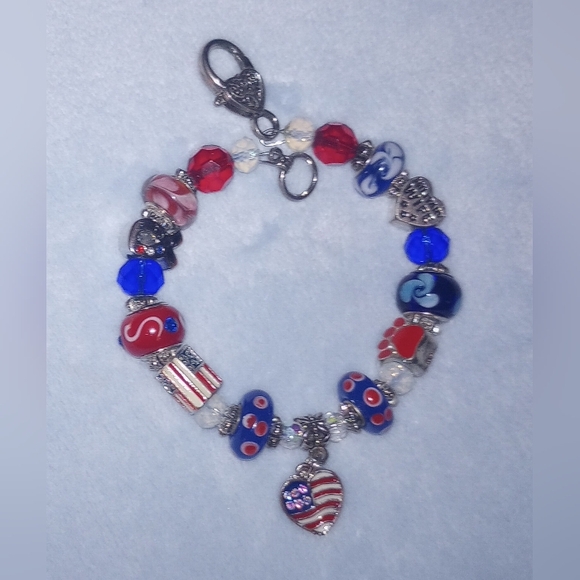 4th of July Red White Blue Military Wife Charm Bracelet - Picture 5 of 8